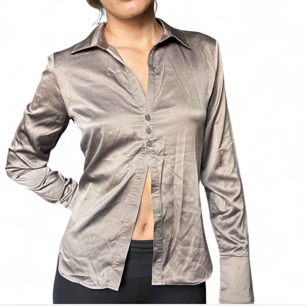 Elegant Women's Satin Button-Up Shirt